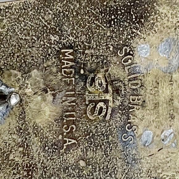 CADILLAC V12  belt buckle vintage brass England Bay State Jewelry Patina - Picture 3 of 8